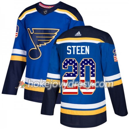 Pánské Hokejový Dres St. Louis Blues Alexander Steen 20 2017-2018 USA Flag Fashion Modrá Adidas Authentic